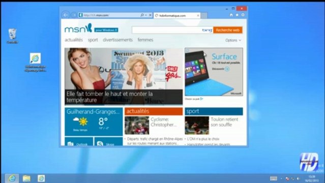Windows 8:Ajouté les favoris Internet explorer sur notre page accueil.
