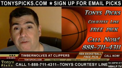 LA Clippers versus Minnesota Timberwolves Pick Prediction NBA Pro Basketball Lines Odds Preview 4-10-2013