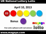 UK National Lottery Lotto Drawing Results for April 10, 2013