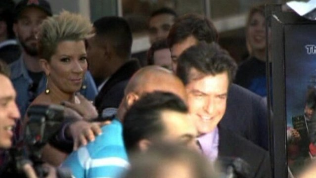 Charlie Sheen and Lindsay Lohan at Scary Movie V premiere