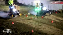 Snowmobile Drag Race Crash