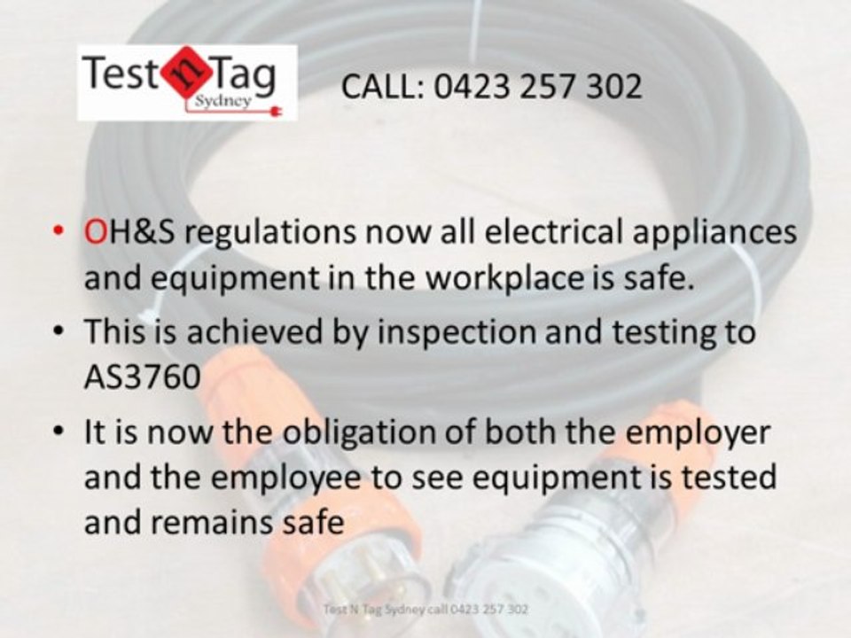 Test and Tag to AS 3760 all electrical appliances require testing