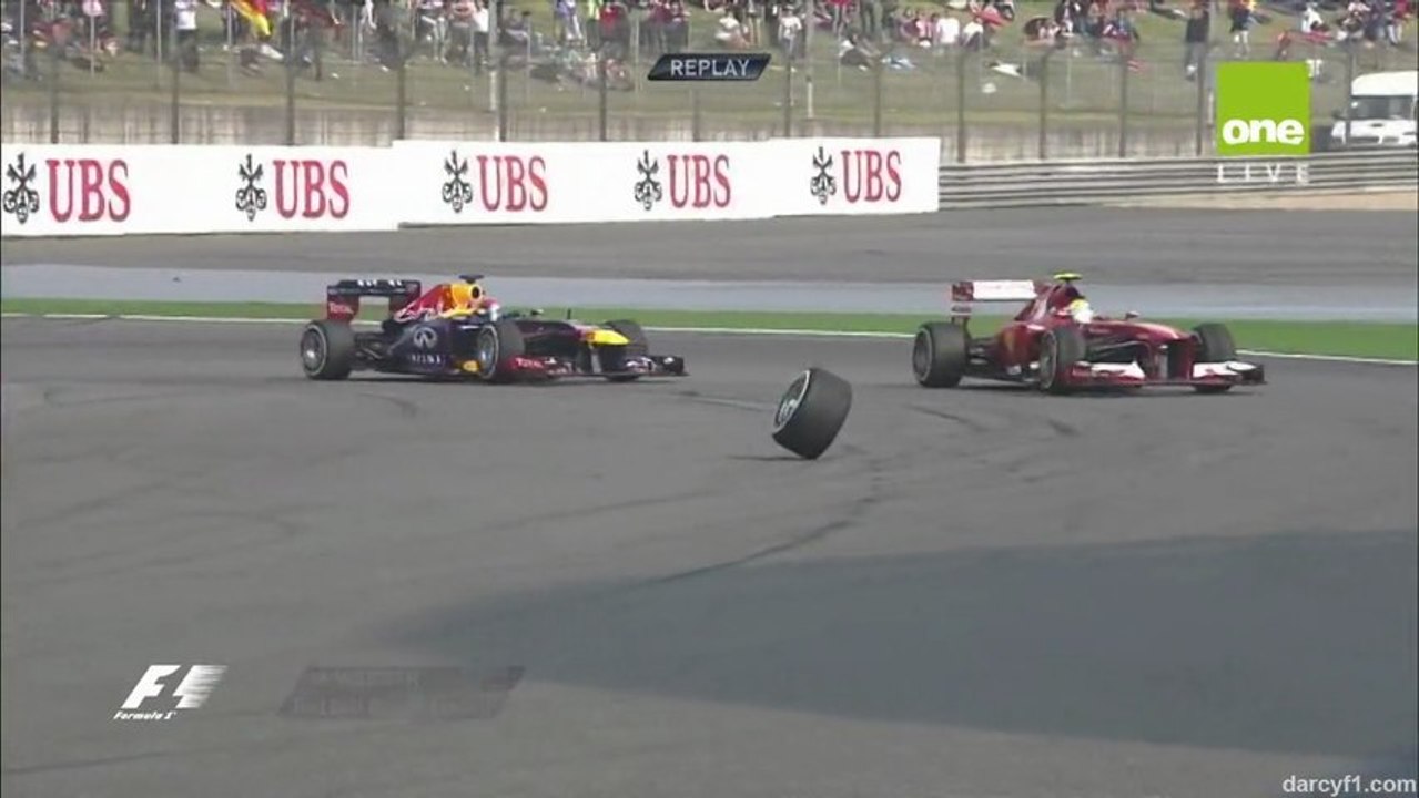 Formule 1 China 2013 Webber loses wheel