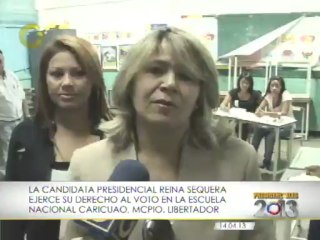 Candidata Reina Sequera votó e hizo llamado a participar en las elecciones