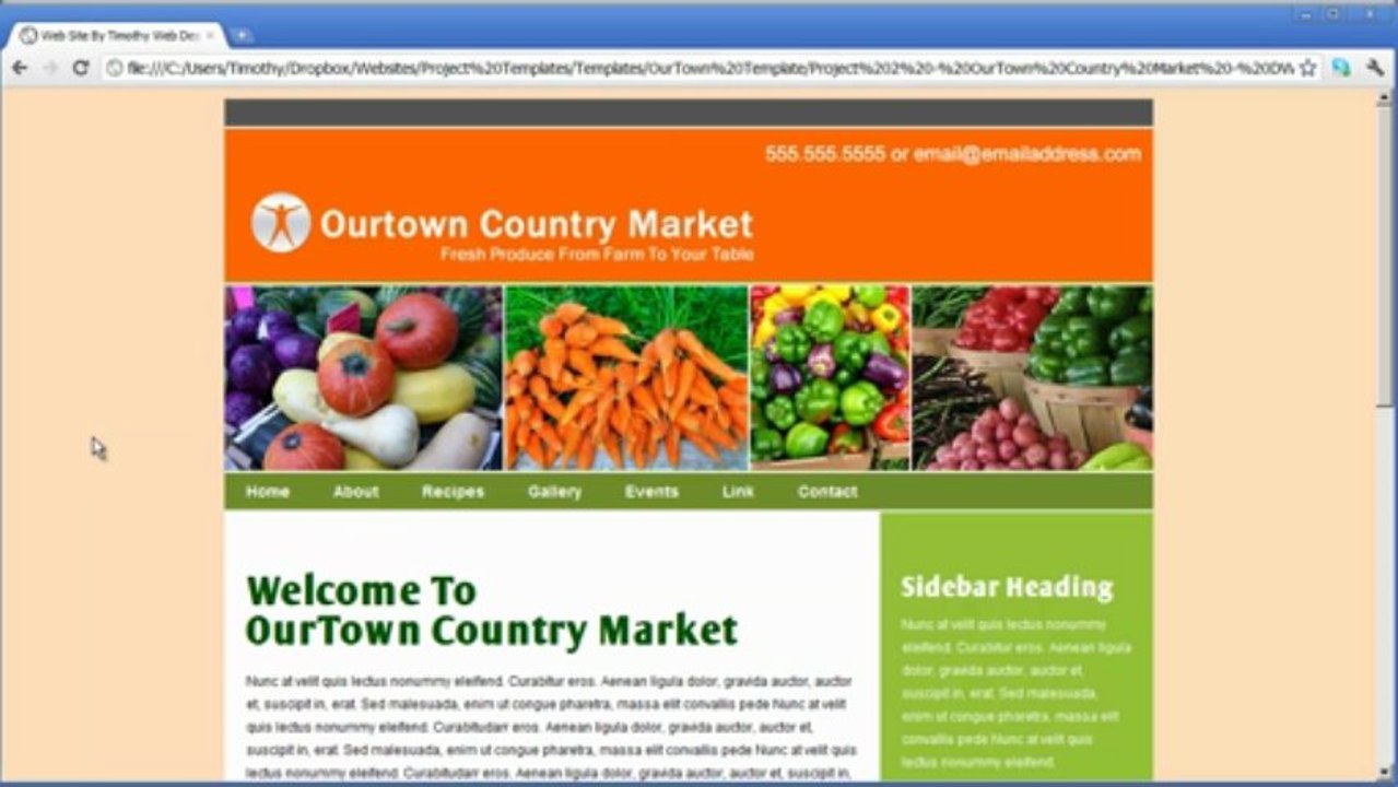 Dreamweaver Tutorial – Video 06 - Our Town Dreamweaver Training Project
