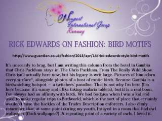 Rick Edwards on fashion: bird motifs