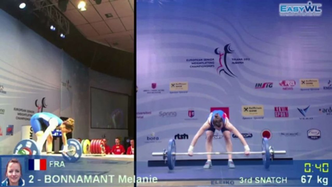 Championnats d'Europe 2013 à Tirana : Melanie Bonnamant (arraché 67kg)