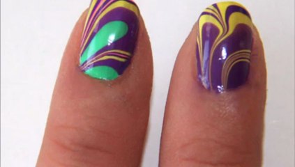 Ebru Desenli Oje Teknigi Marble Nail Art