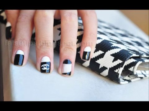 Siyah Beyaz Chanel Yarım Ay Manikür Black&white halfmoon nail art