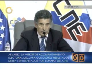 Misión de Unasur dice que los resultados deben ser respetados