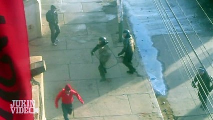 Riot Control Member Runs Into Wall