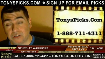 Golden St Warriors versus San Antonio Spurs Pick Prediction NBA Pro Basketball Lines Odds Preview 4-15-2013