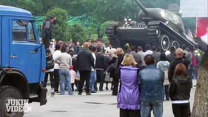 Russian Tank Flips Over