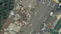 Scène de chaos vue d’hélicoptère après l'explosion de Boston
