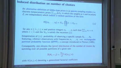 On some distributional properties of Gibbs-type priors(Igor Prünster-University of Torino)