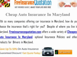 Cheap Auto Insurance In Maryland