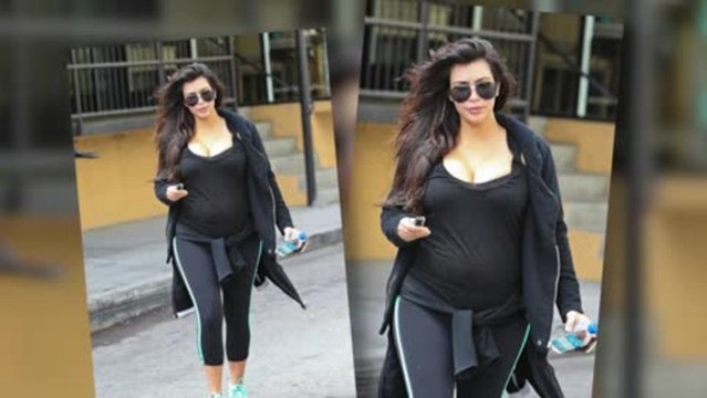Pregnant Kim Kardashian Busts Out of Tight Gym Gear