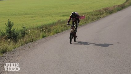 Caped Guy Moto Backflip Fail