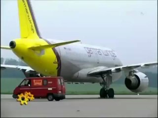 Jet blast destroying a van