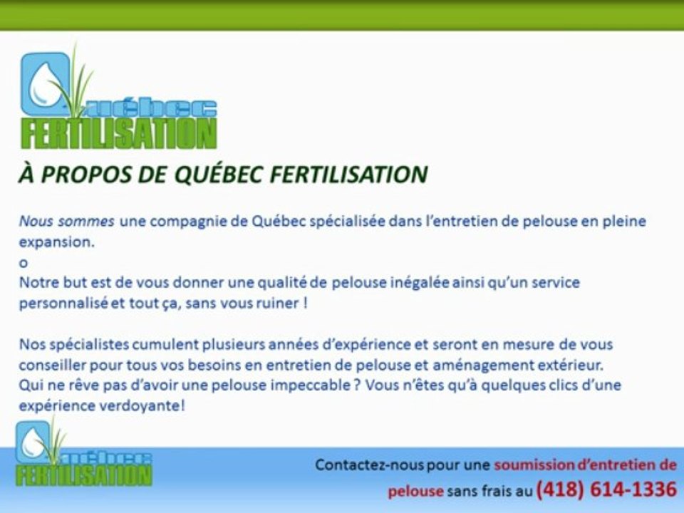Entretien de pelouse Québec - Fertilisation, Aération, Entretien de gazon