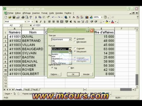 Tutoriel EXCEL 2003: Cours N°36 Effectuer des recherches et trier une base de données