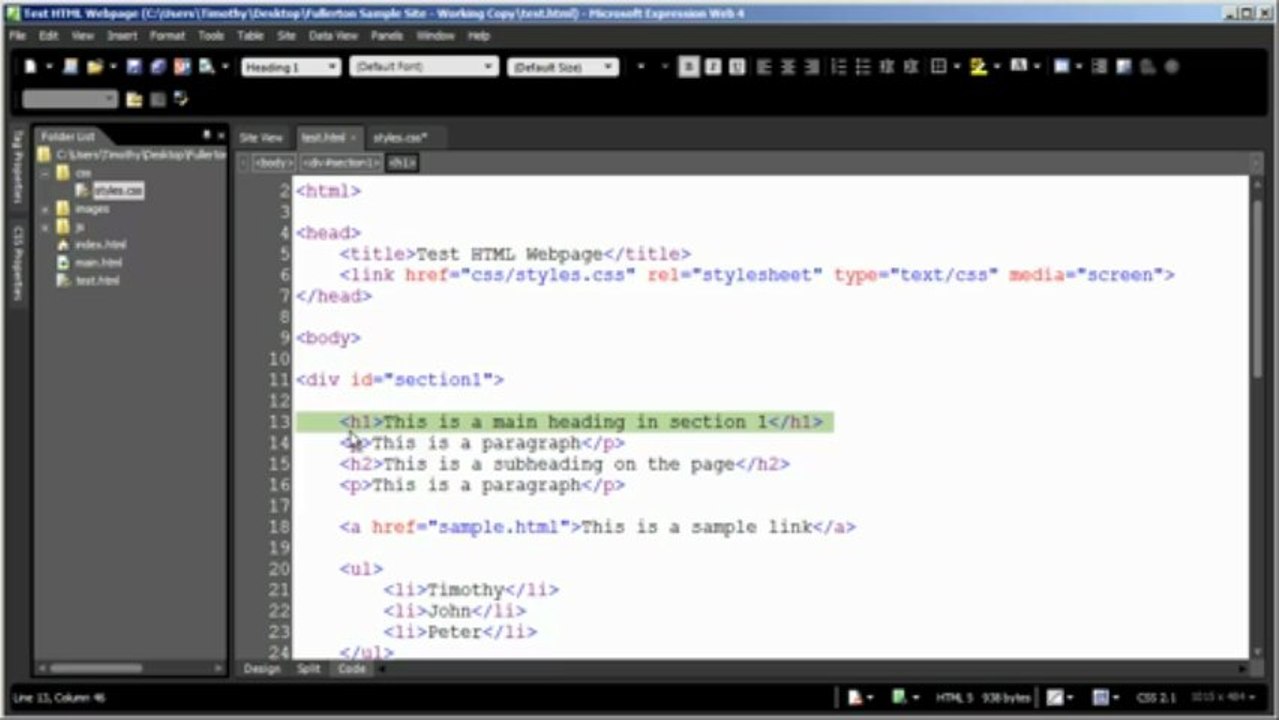 Expression Web Tutorial – Video 11
