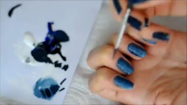 Jeans Nail Art Kot Desenli Manikür