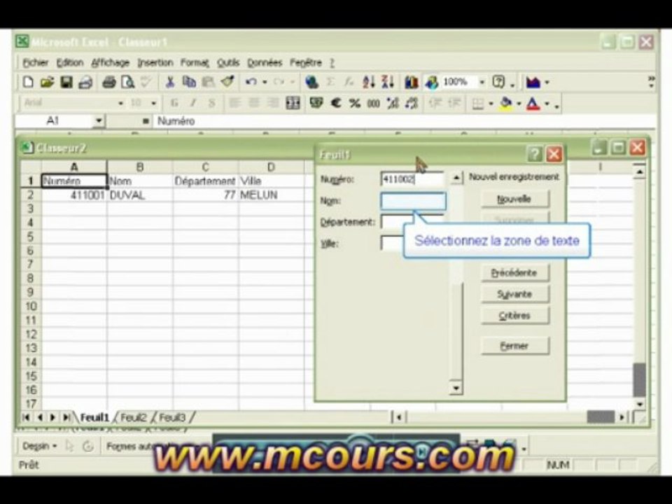 Tutoriel EXCEL 2003: Cours N°34 Créer une base de données