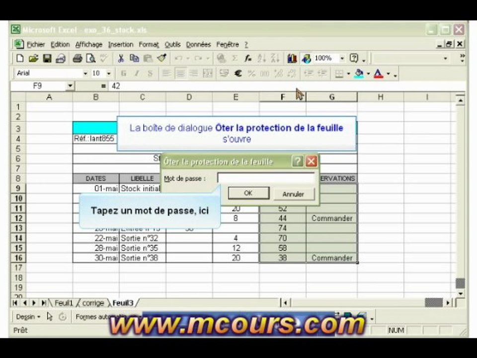 Tutoriel EXCEL 2003: Cours N°28 Protéger une cellule
