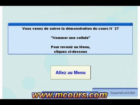 Tutoriel EXCEL 2003: Cours N°27 Nommer une cellule