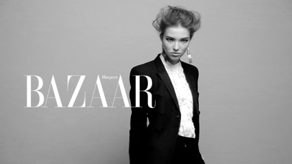 Sasha Luss on the set of Benjamin Kanarek for Harper's BAZAAR