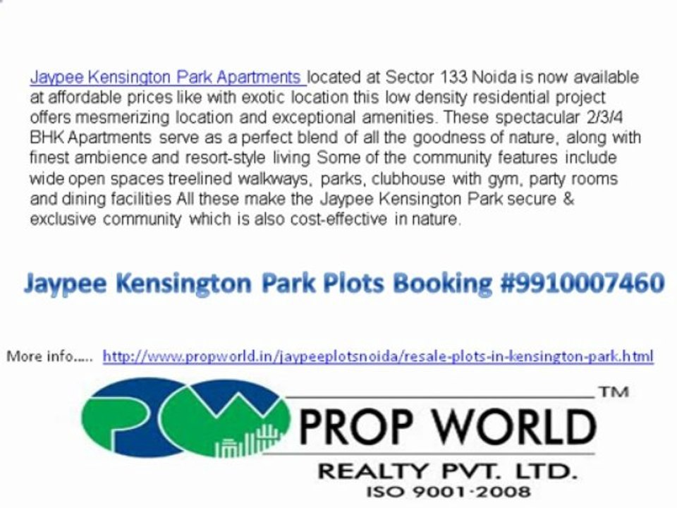 Jaypee Kensington Park Plots,9910007460,Jaypee Plots,Jaypee Kensington Park Apratments