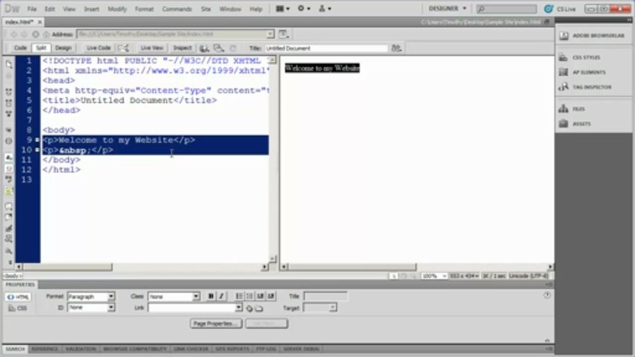 Dreamweaver CS5 Tutorial – Video 03