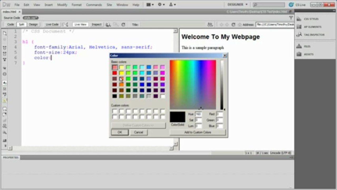 Dreamweaver CS5 Tutorial – Video 12