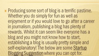 Startup Blogging Suggestion
