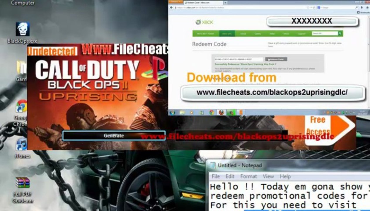 Black ops 2 Uprising  DLC Redeem Codes Download - Xbox 360