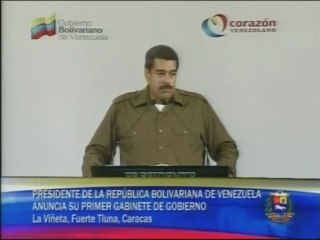 Maduro anuncia los nombres de los integrantes de su equipo de Gobierno