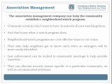 Association Management Improves Security in Non-Gated Communities