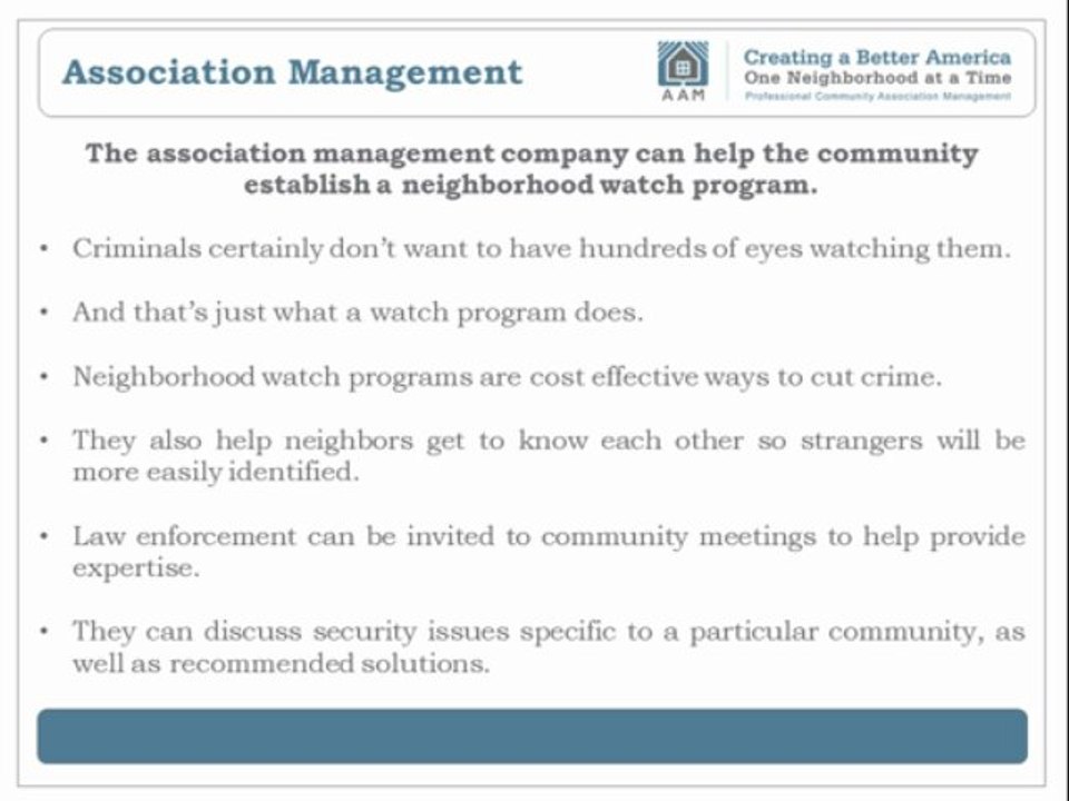 Association Management Improves Security in Non-Gated Communities