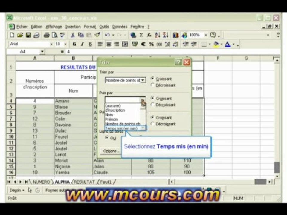 Tutoriel EXCEL 2003: Cours N°22 Trier des données