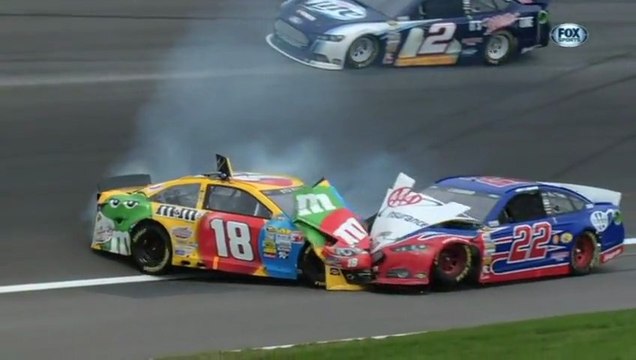 NASCAR Sprint Cup Kansas 2013 Huge Crash Logano Busch