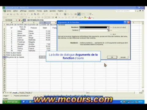 Tutoriel EXCEL 2003: Cours N°23 Utiliser une fonction simple