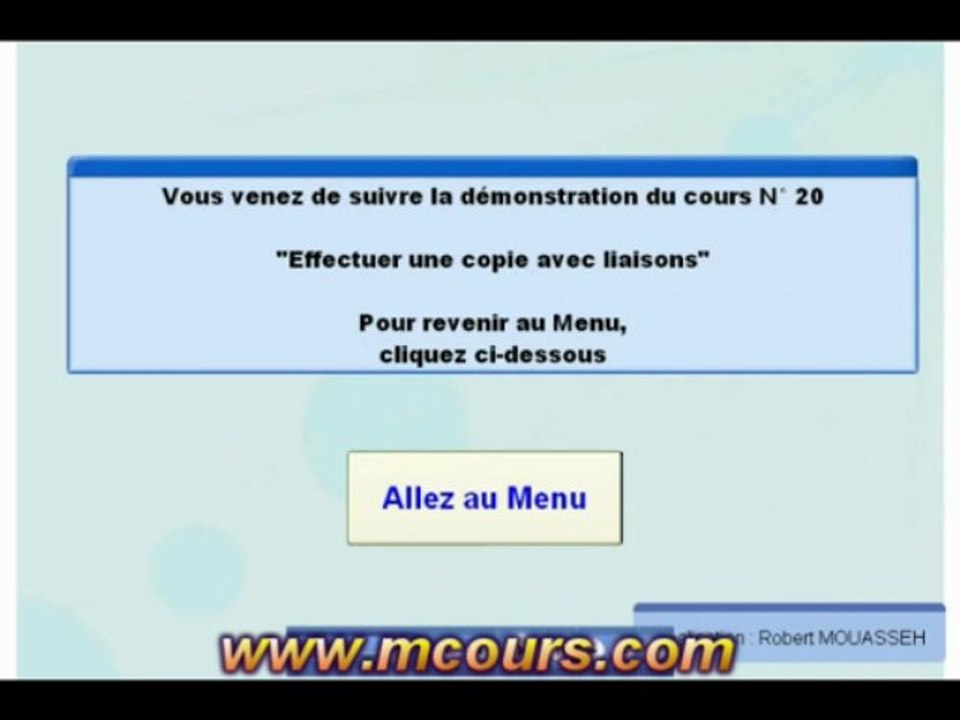 Tutoriel EXCEL 2003: Cours N°20 Effectuer une copie avec liaison
