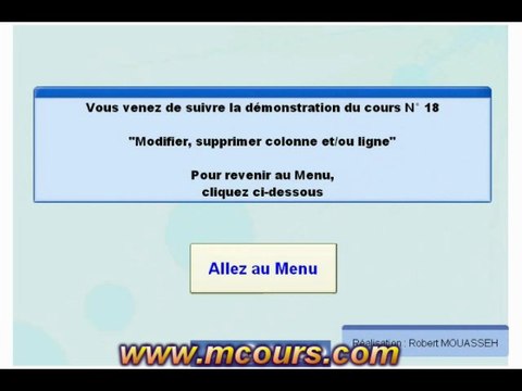 Tutoriel EXCEL 2003: Cours N°18 Supprimer une colonne ou une ligne
