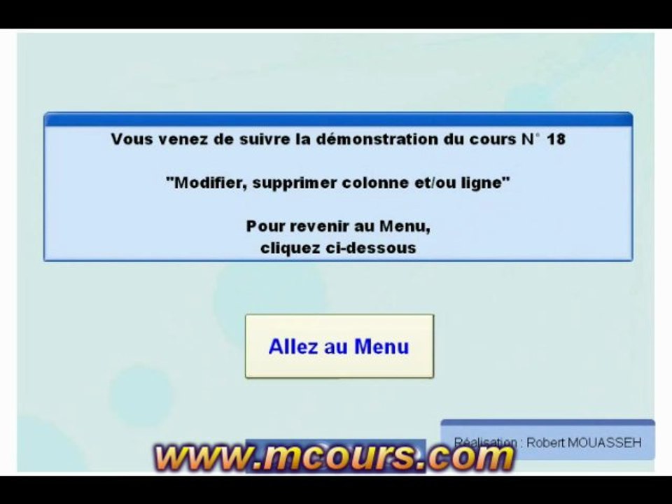 Tutoriel EXCEL 2003: Cours N°18 Supprimer une colonne ou une ligne