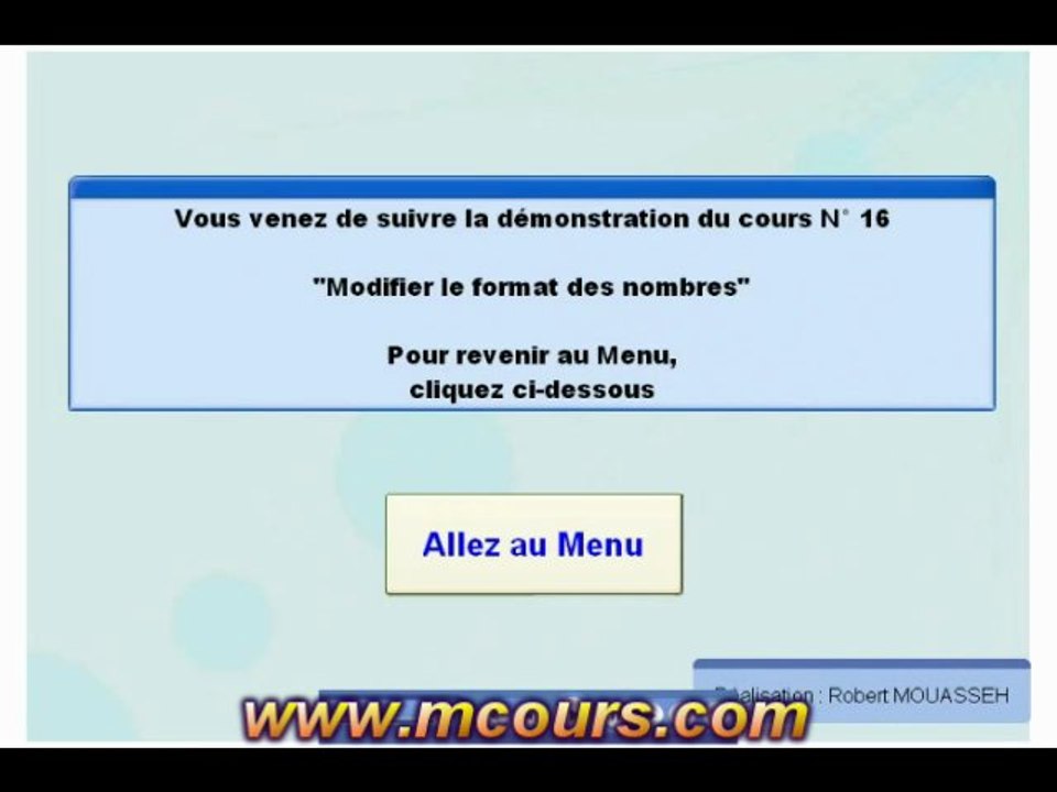 Tutoriel EXCEL 2003: Cours N°16 Modifier le format d'un nombre