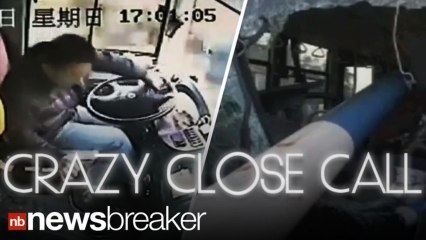 CAUGHT ON TAPE: Bus Crash Close Call