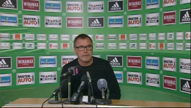 Conférence de presse AS Saint-Etienne - AC Ajaccio : Christophe GALTIER (ASSE) - Albert EMON (ACA) - saison 2012/2013