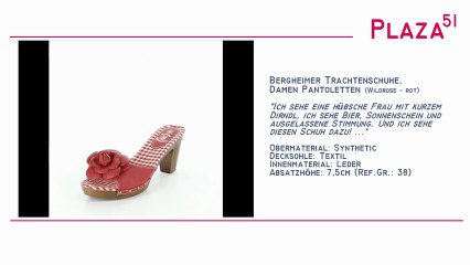 Neuvorstellung: Bergheimer Trachtenschuhe, Damen Trachten Pantoletten Wildrose - rot