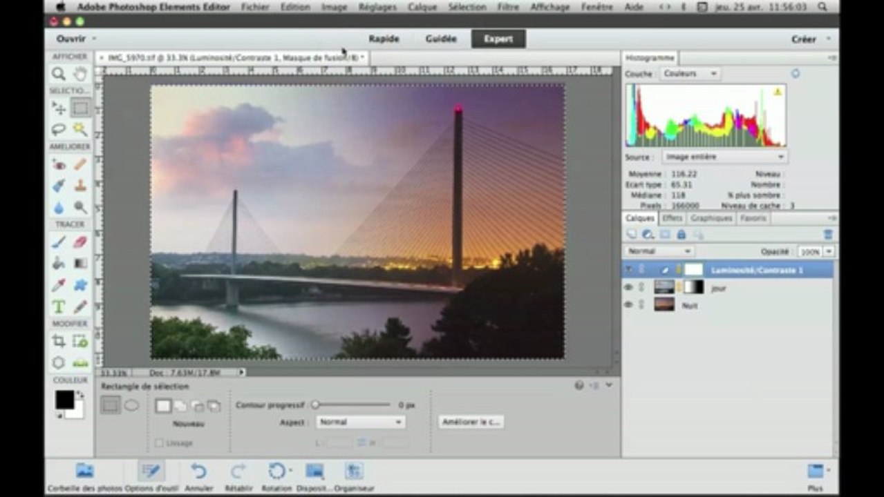 Le jour et la nuit sur une même photo avec Photoshop Elements